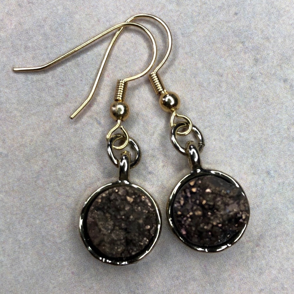 Brown Druzy Dangle Earrings